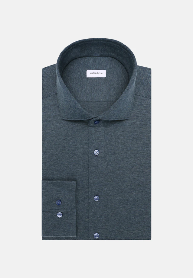 Shaped Jerseyhemd Uni in Mittelblau |  Seidensticker Onlineshop