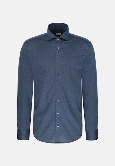 Shaped Jerseyhemd Uni in Mittelblau |  Seidensticker Onlineshop