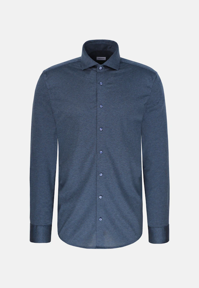 Shaped Jerseyhemd Uni in Mittelblau |  Seidensticker Onlineshop