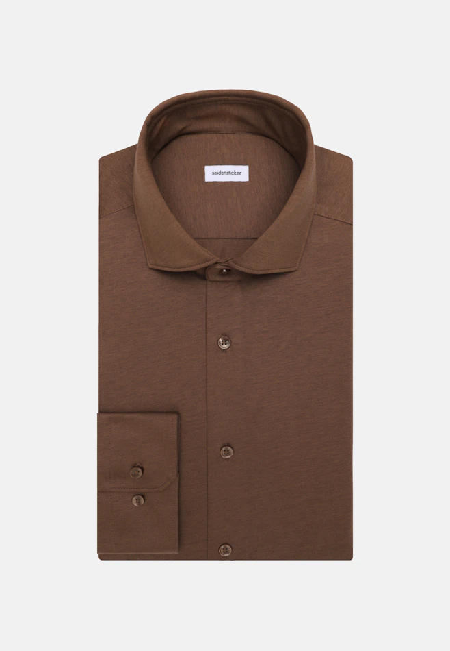 Shaped Chemise en jersey Uni dans Marron | Boutique en ligne Seidensticker