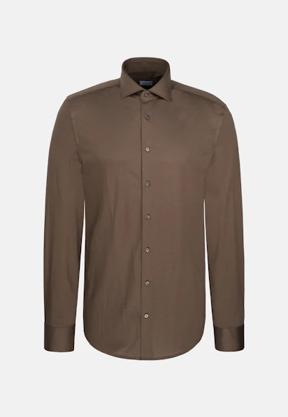 Shaped Jerseyhemd Uni in Braun |  Seidensticker Onlineshop