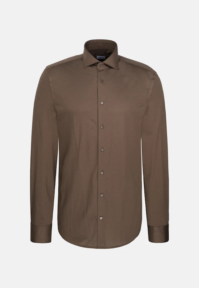 Shaped Chemise en jersey Uni in Marron |  Seidensticker Onlineshop