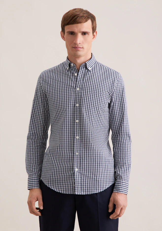 Slim Casual Hemd Karo in Dunkelblau | Seidensticker Onlineshop