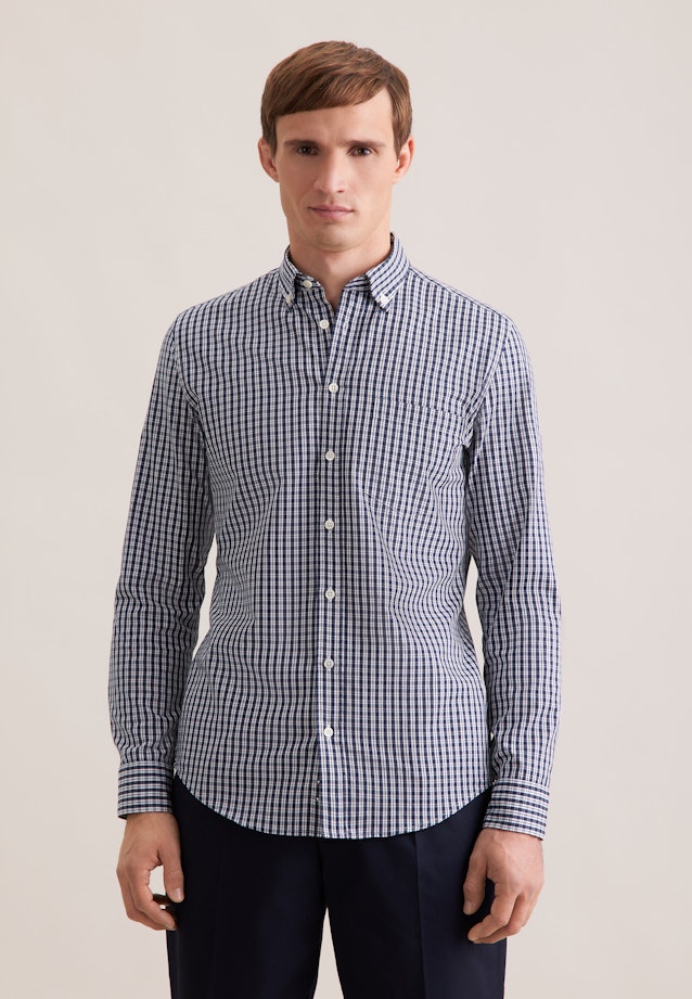 Slim Casual Hemd Karo in Dunkelblau |  Seidensticker Onlineshop