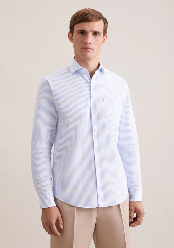 Regular Casual shirt Stripes in Hellblau | Seidensticker online shop