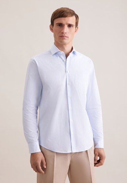 Regular Chemise décontractée Rayures in Bleu Clair |  Seidensticker Onlineshop