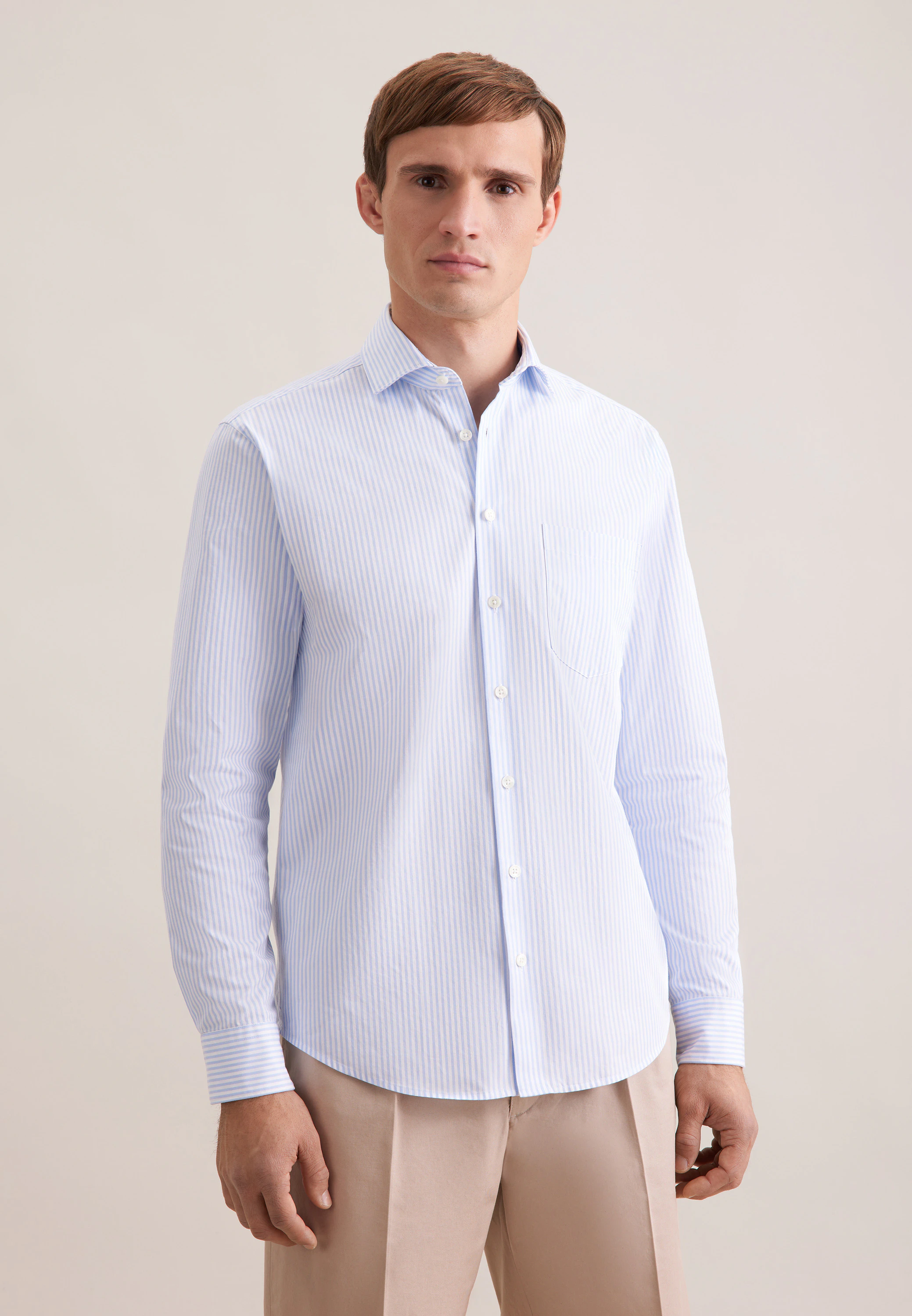 Regular Casual Hemd Gestreift Blau