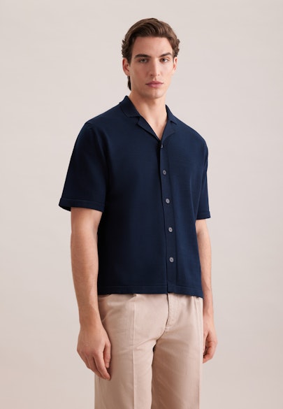 Regular Strick Resort Hemd Uni in Dunkelblau |  Seidensticker Onlineshop