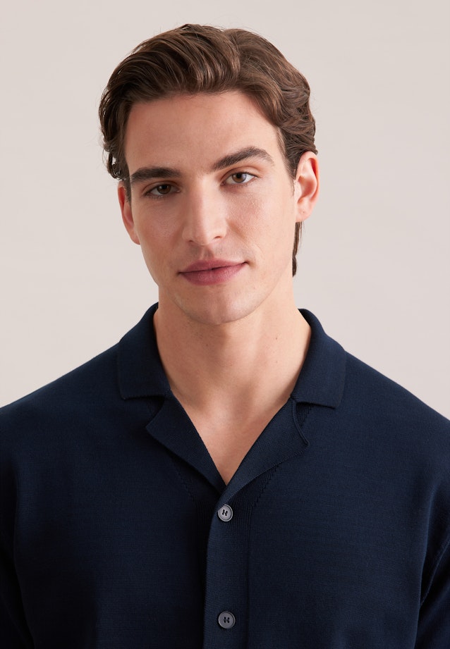 Regular Strick Resort Hemd Uni in Dunkelblau |  Seidensticker Onlineshop