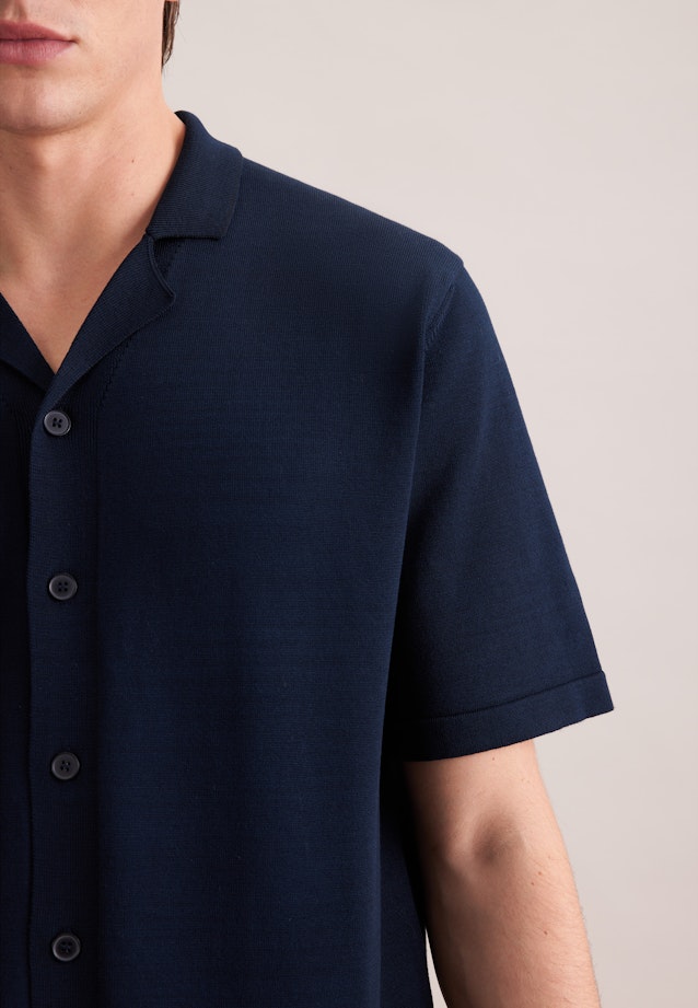 Regular Strick Resort Hemd Uni in Dunkelblau |  Seidensticker Onlineshop