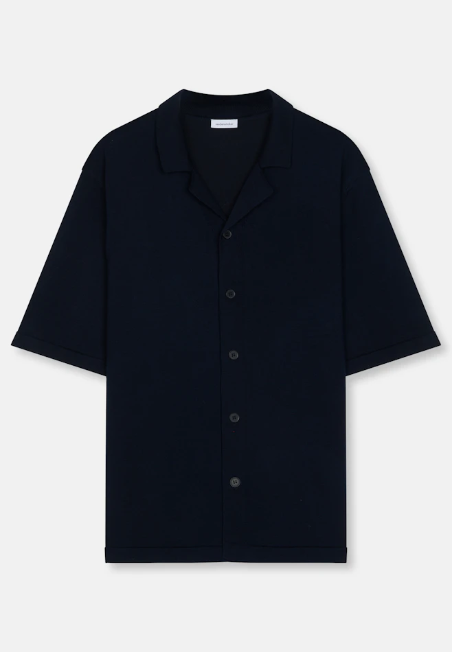 Regular Strick Resort Hemd Uni in Dunkelblau | Seidensticker Onlineshop