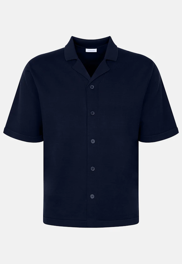 Kragen Strick Resort Hemd Uni in Dunkelblau |  Seidensticker Onlineshop