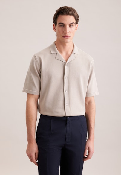 Regular Strick Resort Hemd Uni in Beige |  Seidensticker Onlineshop