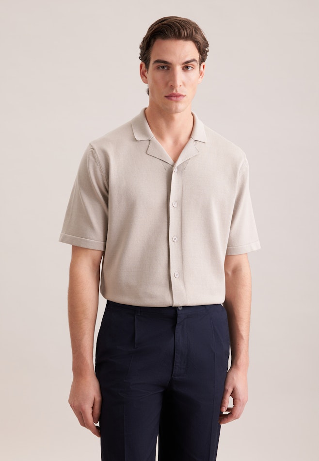 Regular Strick Resort Hemd Uni in Beige | Seidensticker Onlineshop