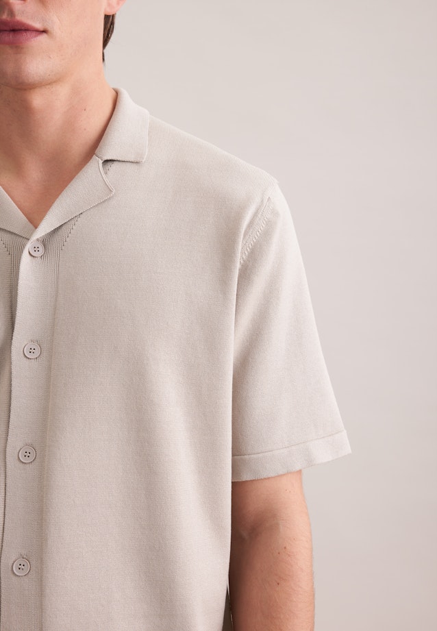 Regular Strick Resort Hemd Uni in Beige |  Seidensticker Onlineshop