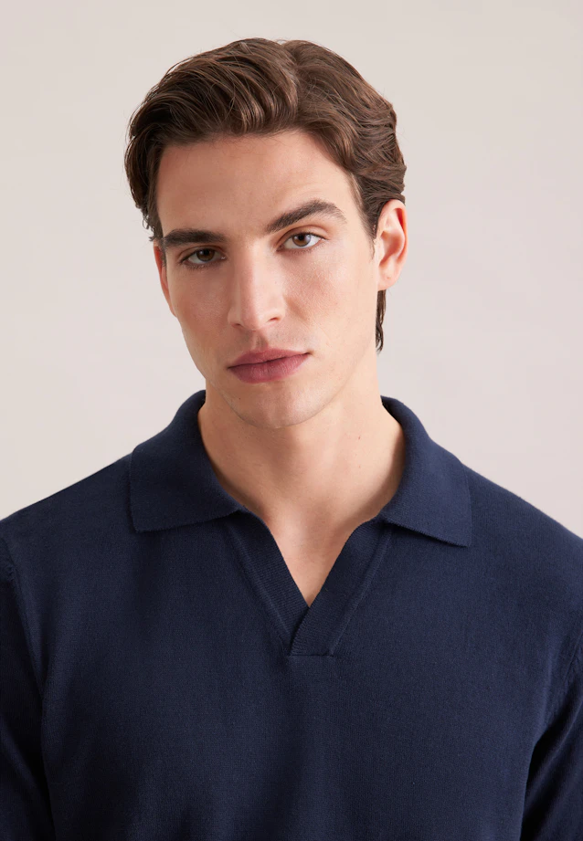 Regular Polo Uni in Bleu Foncé |  Seidensticker Onlineshop