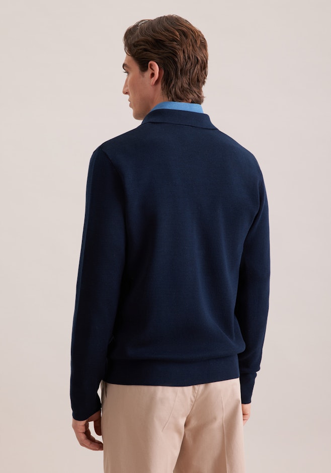 Regular Veste en maille Uni dans Bleu Foncé | Boutique en ligne Seidensticker