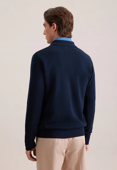 Kragen Strick-Jacke Uni in Dunkelblau |  Seidensticker Onlineshop