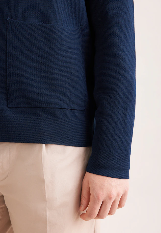 Kragen Strick-Jacke Uni in Dunkelblau |  Seidensticker Onlineshop