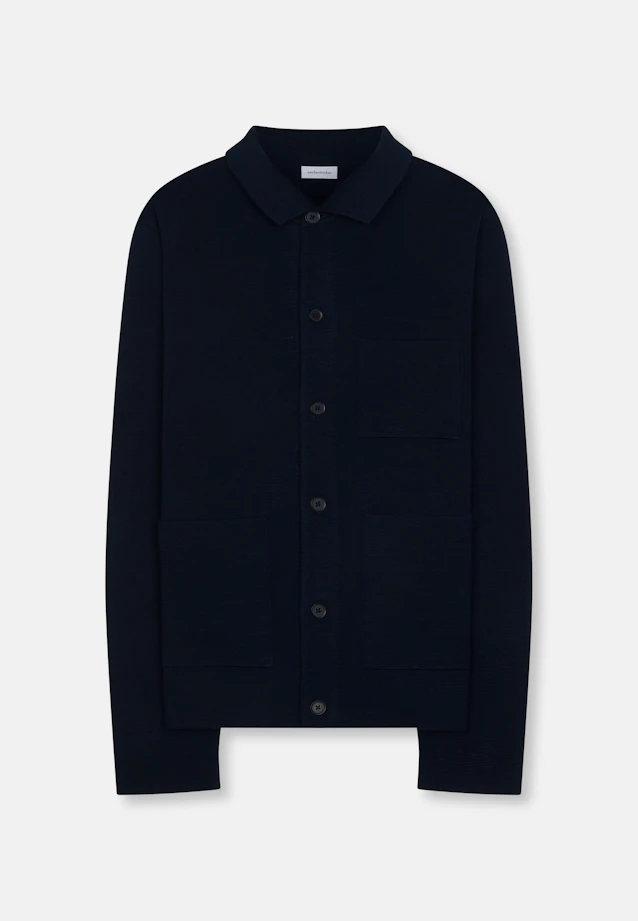 Kragen Strick-Jacke Uni in Dunkelblau |  Seidensticker Onlineshop