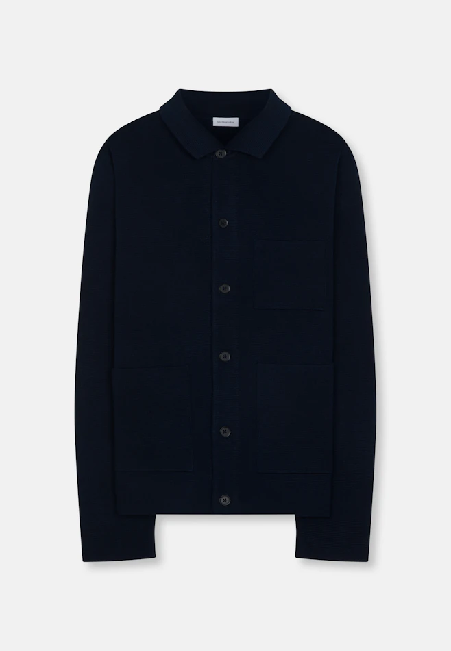 Regular Strick-Jacke Uni in Dunkelblau | Seidensticker Onlineshop