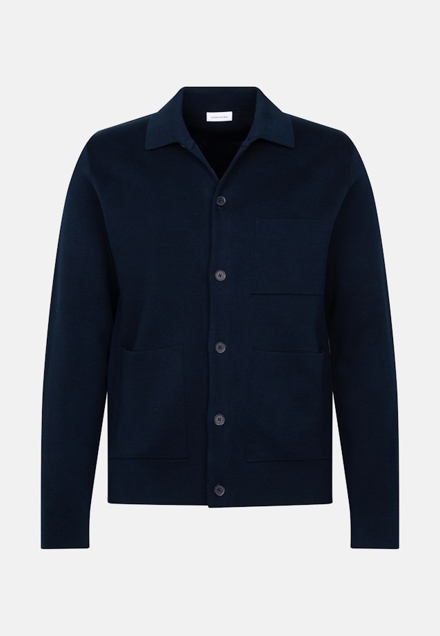 Regular Strick-Jacke Uni in Dunkelblau |  Seidensticker Onlineshop