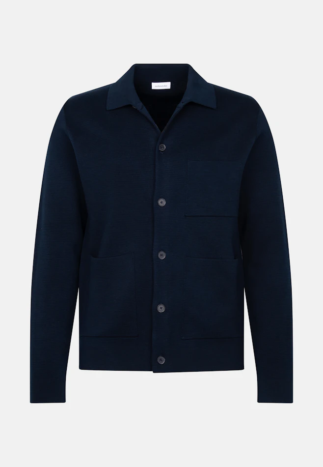 Regular Veste en maille Uni dans Bleu Foncé | Boutique en ligne Seidensticker