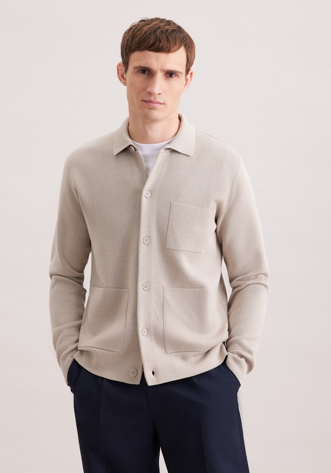 Regular Veste en maille Uni dans Beige | Boutique en ligne Seidensticker