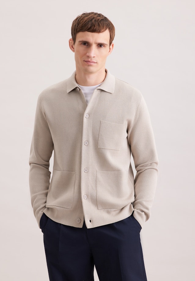 Collar Knitted jacket Uni in Beige |  Seidensticker Onlineshop