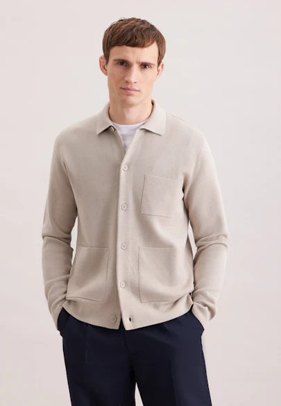 Kragen Strick-Jacke Uni in Beige |  Seidensticker Onlineshop