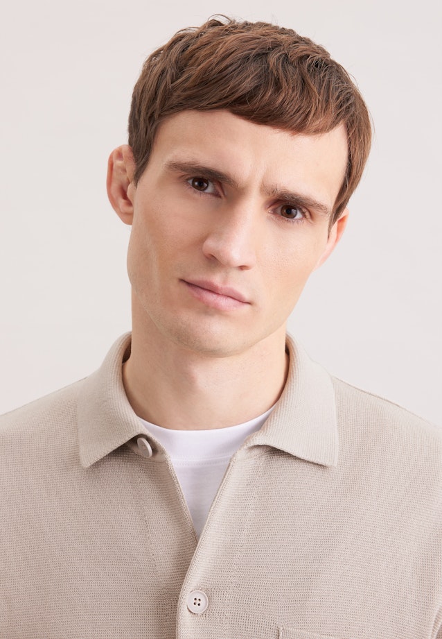 Collar Knitted jacket Uni in Beige |  Seidensticker Onlineshop