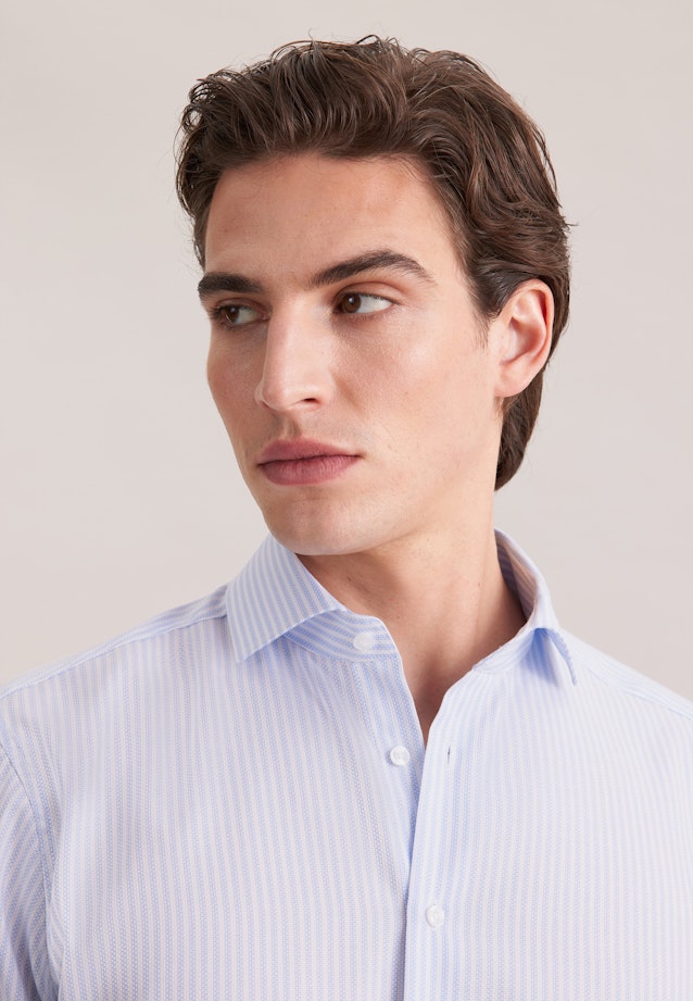 Regular Business Hemd Gestreift in Mittelblau |  Seidensticker Onlineshop