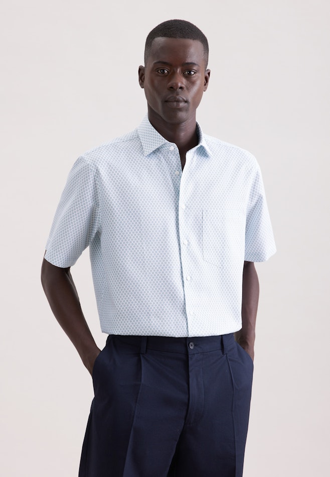 Regular Business shirt Print in Türkis | Seidensticker online shop