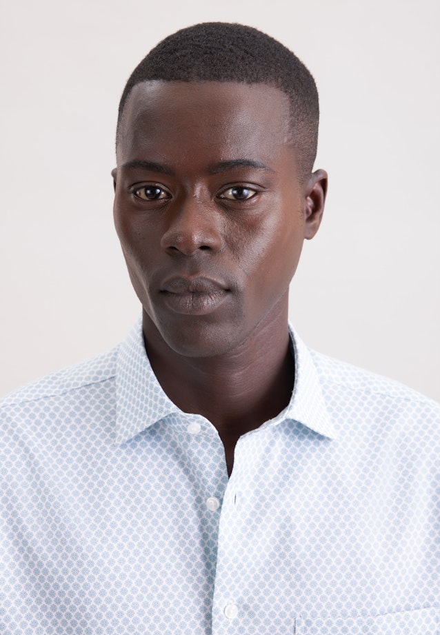 Regular Business Hemd Druck in Türkis |  Seidensticker Onlineshop