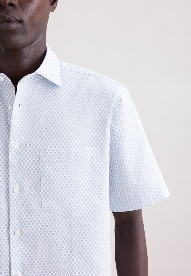 Regular Business Hemd Druck in Türkis |  Seidensticker Onlineshop