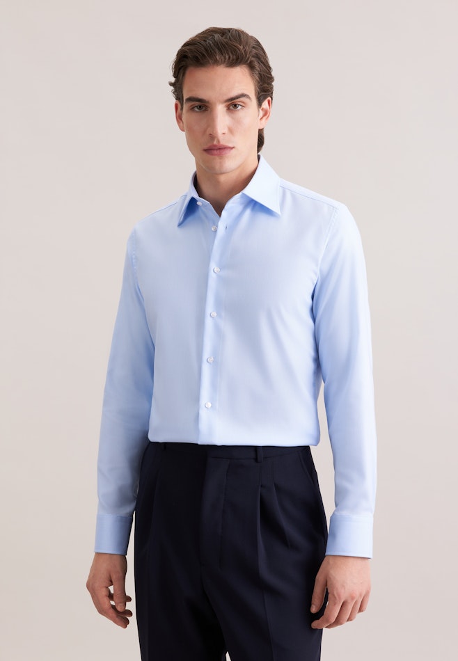 Slim Business shirt Uni in Mittelblau | Seidensticker online shop