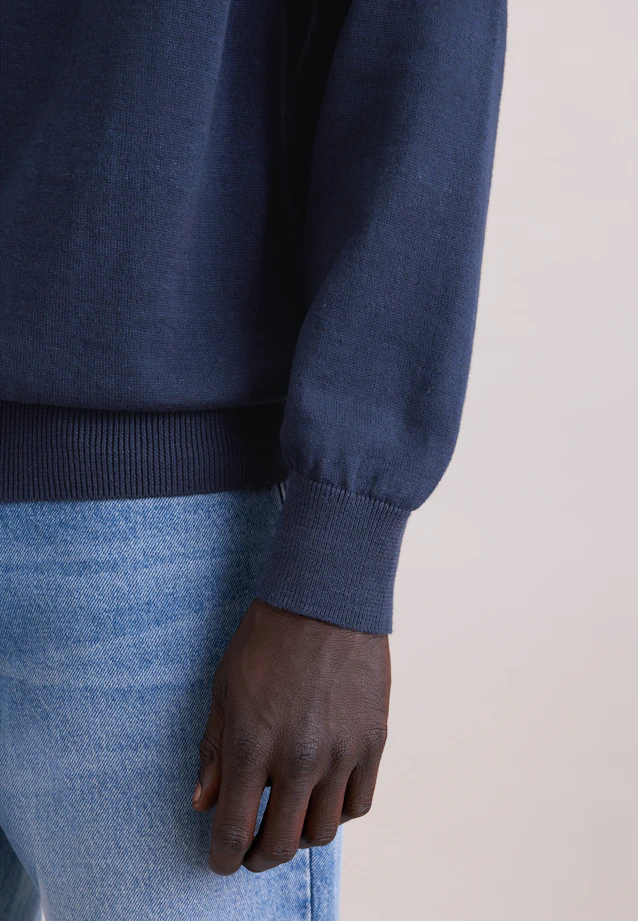 Rundhals Pullover Uni in Dunkelblau |  Seidensticker Onlineshop
