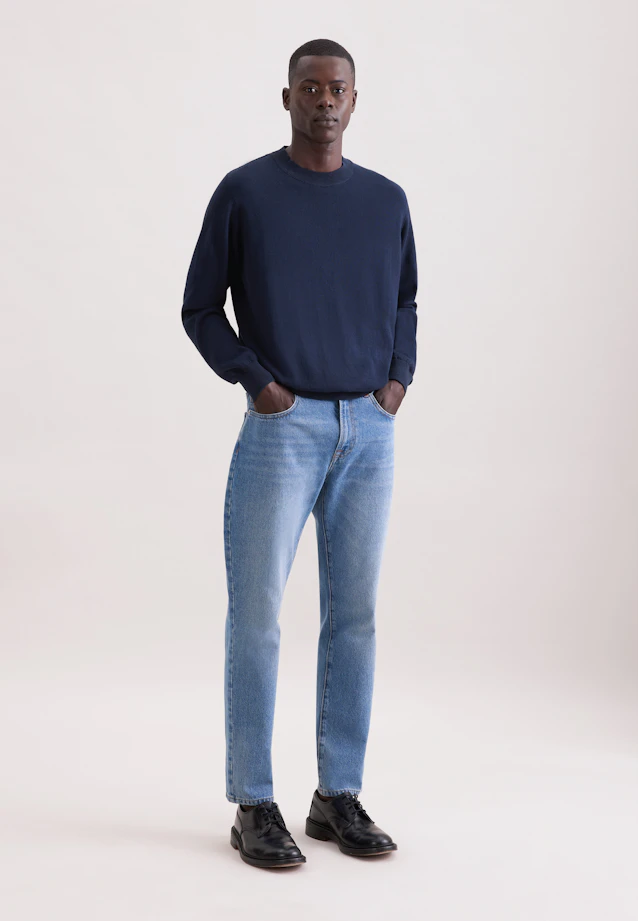 Rundhals Pullover Uni in Dunkelblau |  Seidensticker Onlineshop
