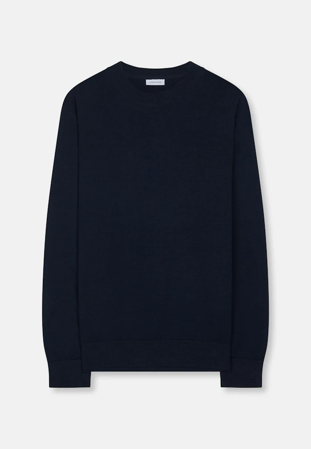 Rundhals Pullover Uni in Dunkelblau |  Seidensticker Onlineshop