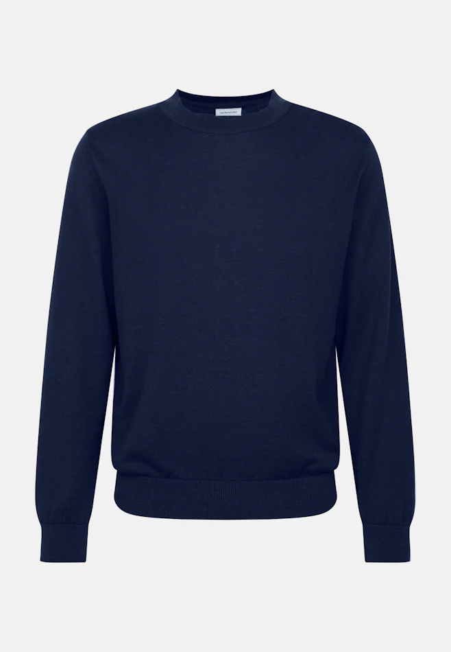 Regular Pull-over Uni dans Bleu Foncé | Boutique en ligne Seidensticker