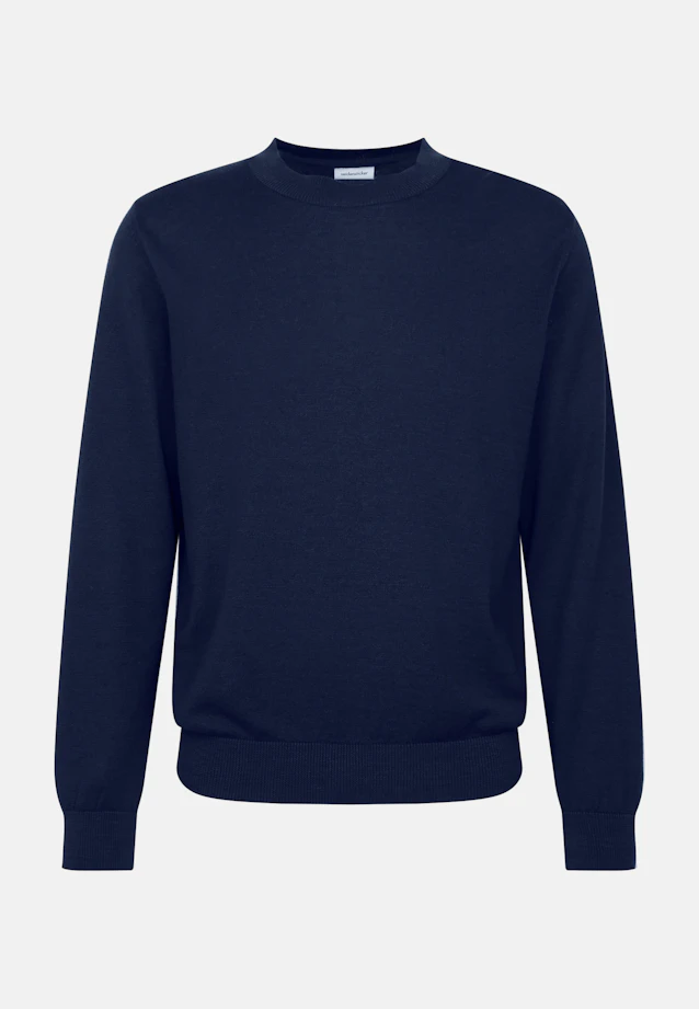 Rundhals Pullover Uni in Dunkelblau |  Seidensticker Onlineshop