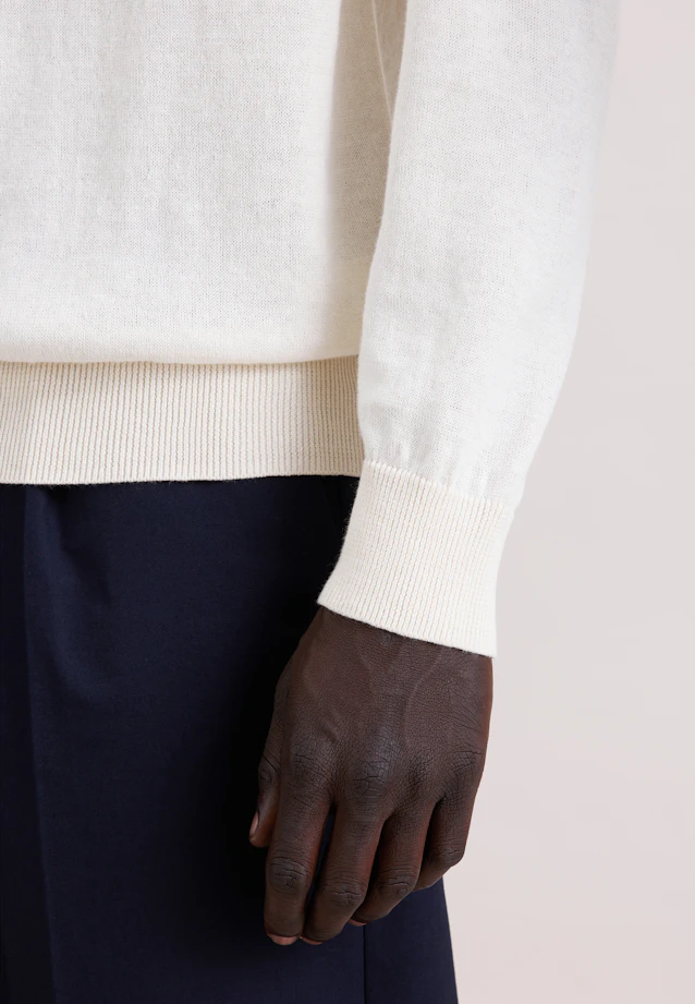 Rundhals Pullover Uni in Ecru |  Seidensticker Onlineshop