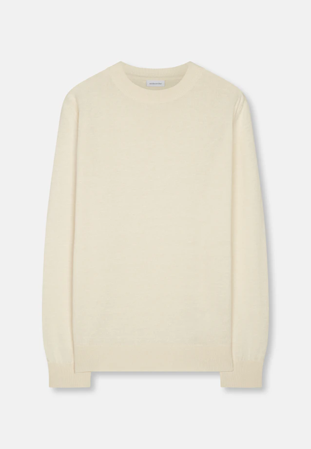 Rundhals Pullover Uni in Ecru |  Seidensticker Onlineshop