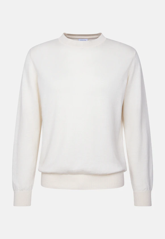 Rundhals Pullover Uni in Ecru |  Seidensticker Onlineshop
