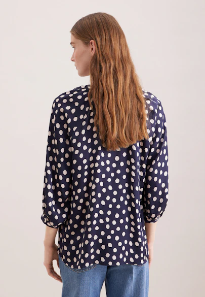 Satin blouse with volume sleeves in Dunkelblau |  Seidensticker Onlineshop
