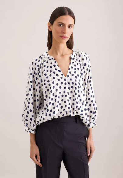 Satinierte Bluse mit Volumenärmeln in Weiß |  Seidensticker Onlineshop