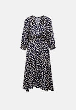 Satiniertes Kleid mit Volumenärmeln in Dunkelblau |  Seidensticker Onlineshop