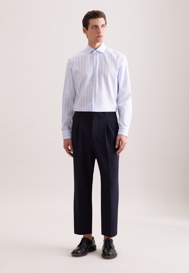 Regular Business Hemd Gestreift in Mittelblau |  Seidensticker Onlineshop