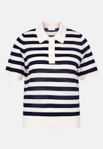 Fine knit polo shirt made of wool and silk, striped blue in Dunkelblau |  Seidensticker Onlineshop