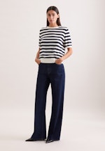 Leichtes Strickshirt aus Wolle und Seide, Ringel Blau in Dunkelblau |  Seidensticker Onlineshop